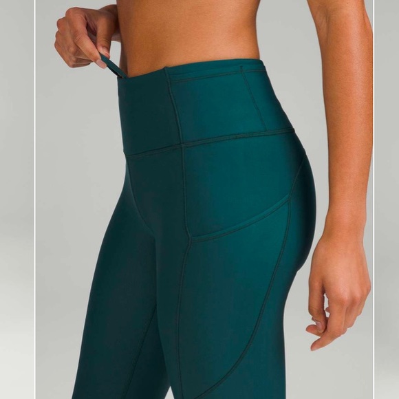 Size 8 Lululemon Fast and Free High-Rise Fleece Tight 28" green Jasper - Picture 4 of 12